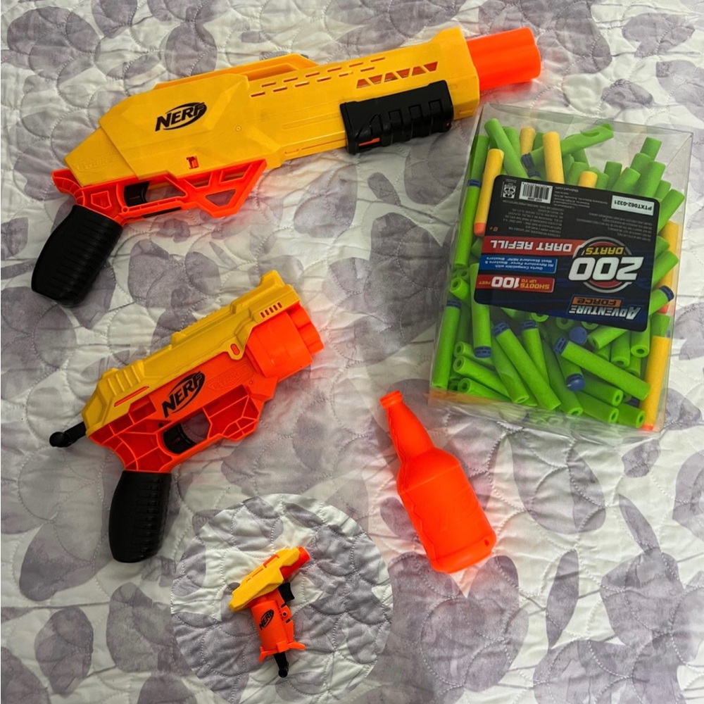 Nerf Gun Bundle of Three with + 200 Darts & Target| Nerf Aplha Strike toy